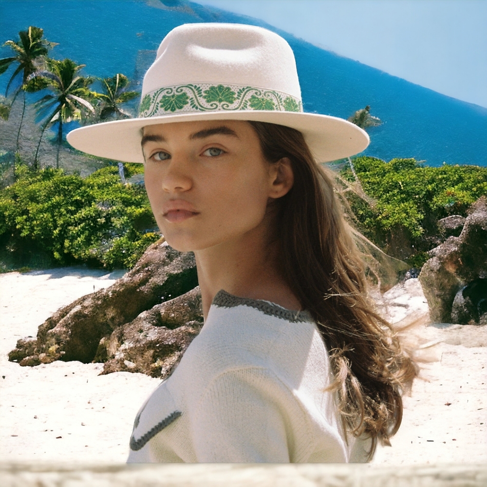 LACK OF COLOR IVY BEVERLY FEDORA HAT WHITE 57CM (M)